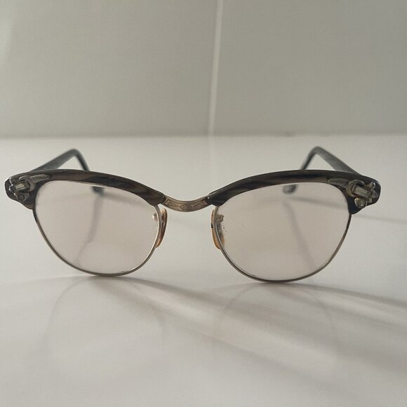 Vintage 50's Cat Eye Rhinestone FRAMES ONLY S/C 1/10 12k Gold Filled Glasses USA - Picture 1 of 16